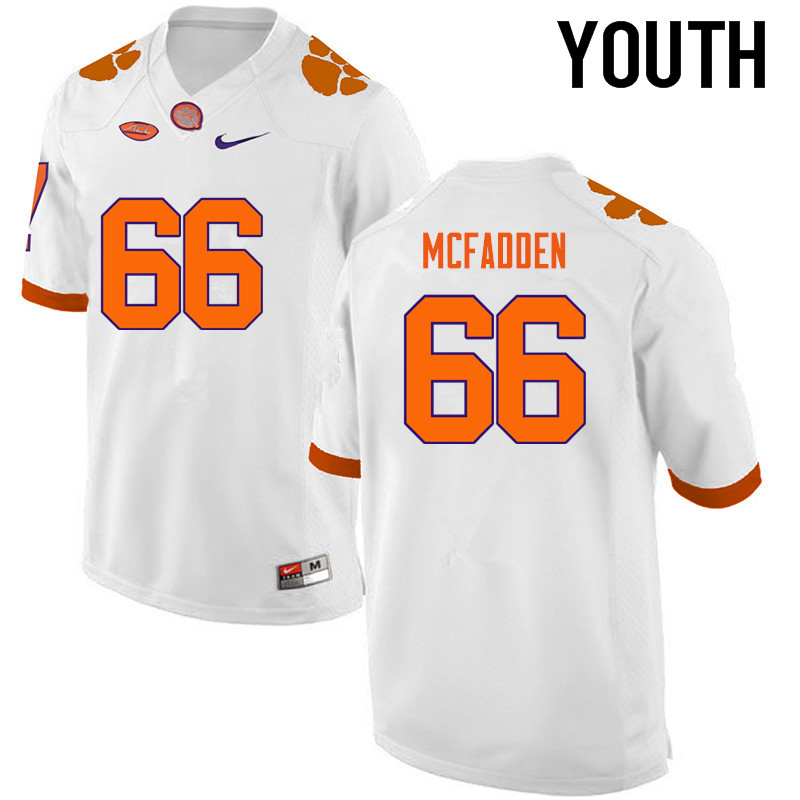 Youth Clemson Tigers #66 Banks McFadden College Football Jerseys-White